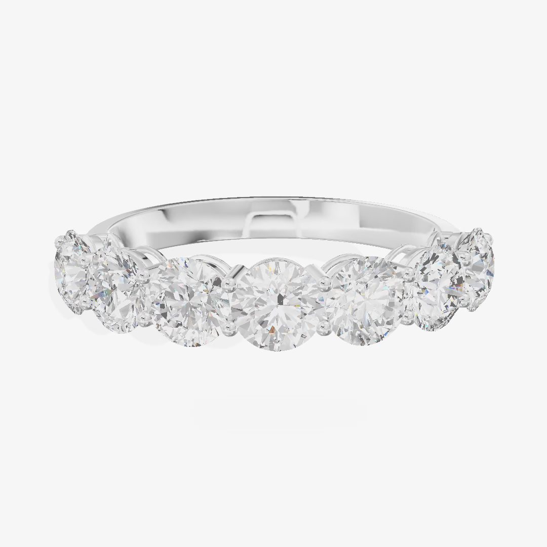 Shared Prong Half Eternity Round Diamond Band (1.57 ct. tw.) in 18K White Gold