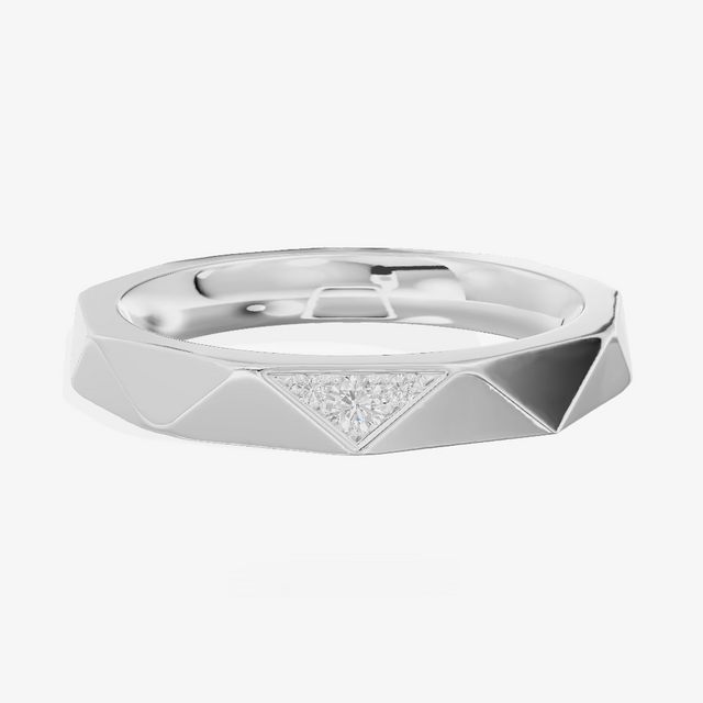 Low Profile Round Wedding Band (1/10 ct. tw.) in 18K White Gold