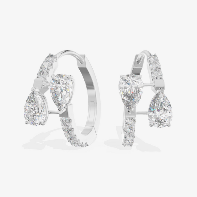 Pavé Hoop with Pear Drop Earrings (1.9 ct. tw.) in 18K White Gold