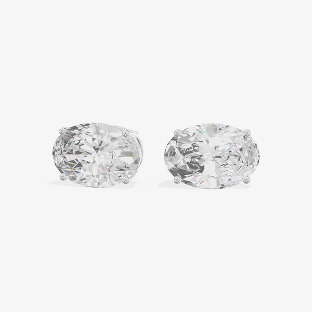 Oval Solitaire Stud Earrings (3.03 ct. tw.) in 18K White Gold