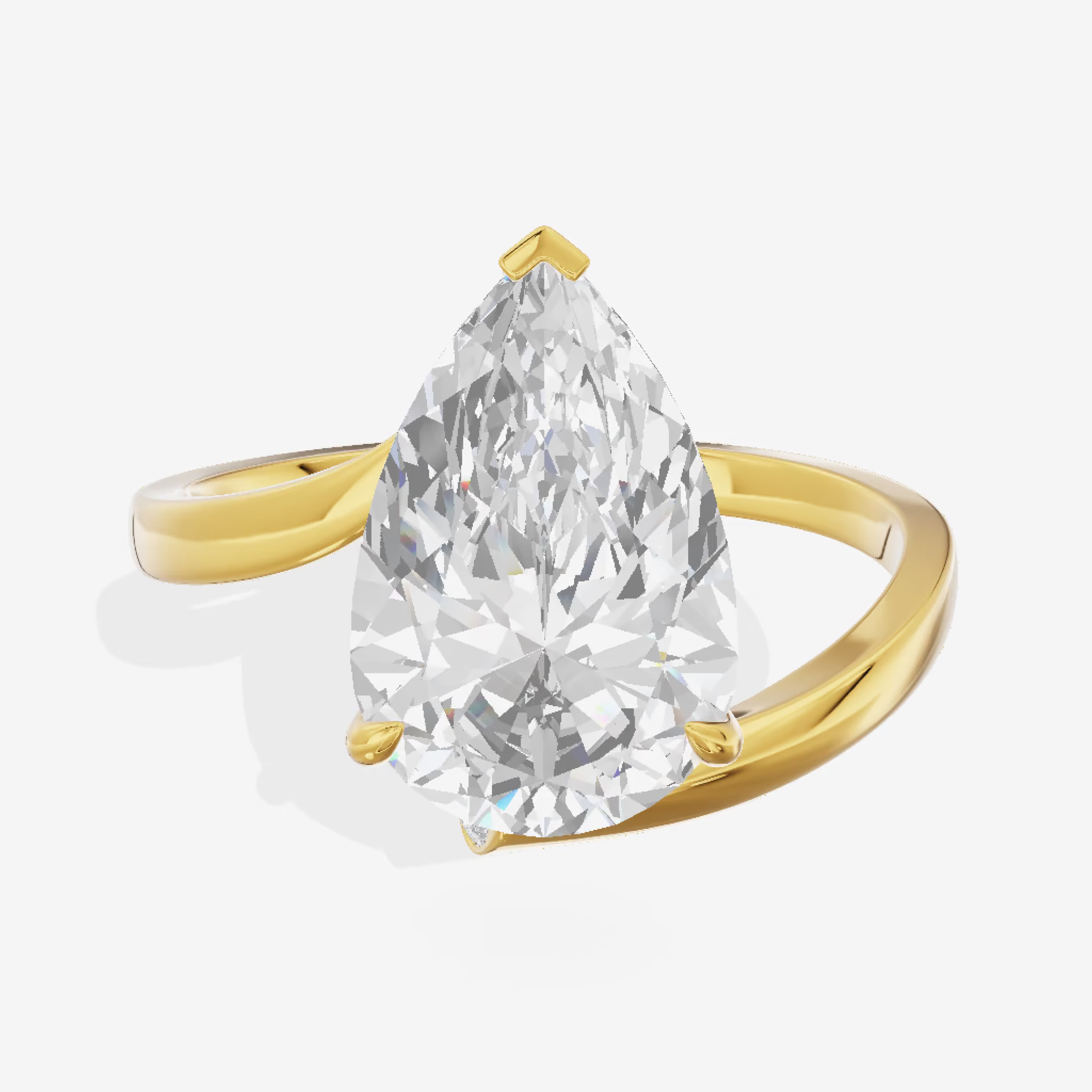 East-West Pear Sculptural Engagement Ring (3.09 ct. tw.) in 18K Yellow Gold