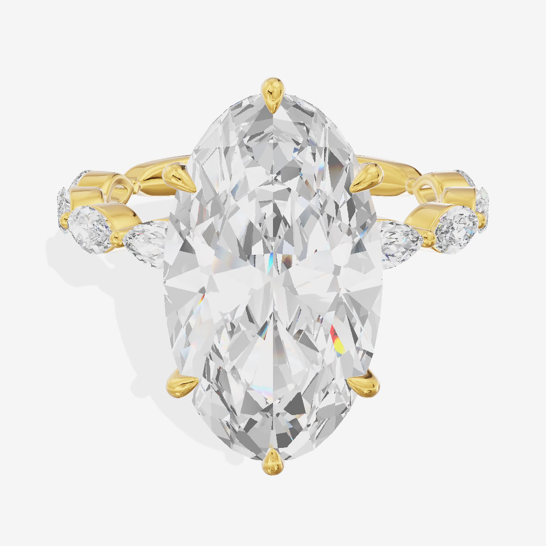 Marquise Accent Hidden Halo Marquise Engagement Ring (5.02 ct. tw.) in 18K Yellow Gold
