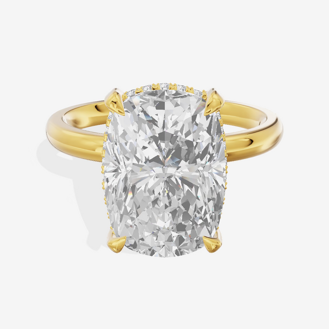 Hidden Halo Cushion Engagement Ring (5.02 ct. tw.) in 18K Yellow Gold