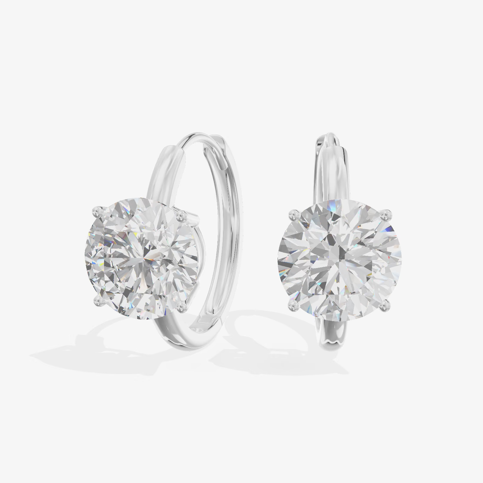 Round Drop Huggie Hoop Earrings (1.07 ct. tw.) in 18K White Gold