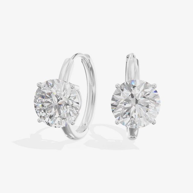 Round Drop Huggie Hoop Earrings (1.07 ct. tw.) in 18K White Gold