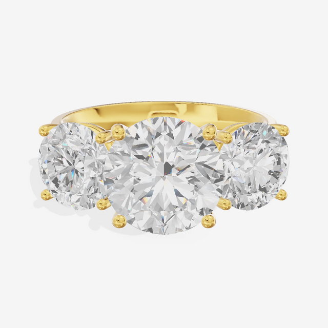 Three Stone Oval Accent Round Engagement Ring (2.07 ct. tw.) in 18K Yellow Gold