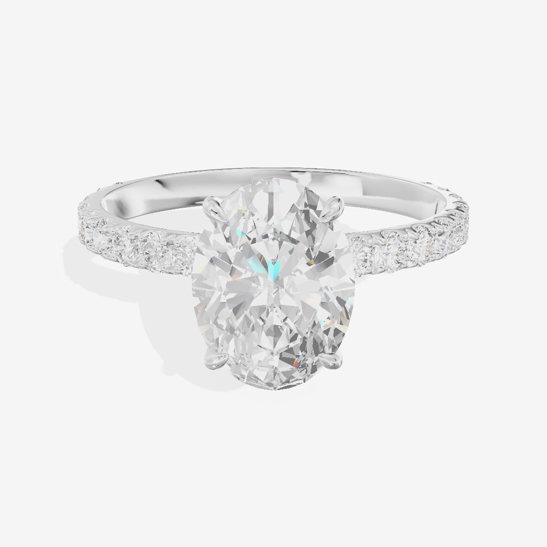 Pavé Eternity Oval Solitaire Engagement Ring (2.03 ct. tw.) in Platinum