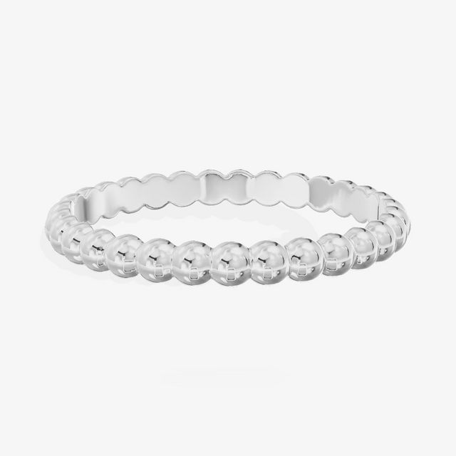 Beaded Gold Band in 18K White Gold