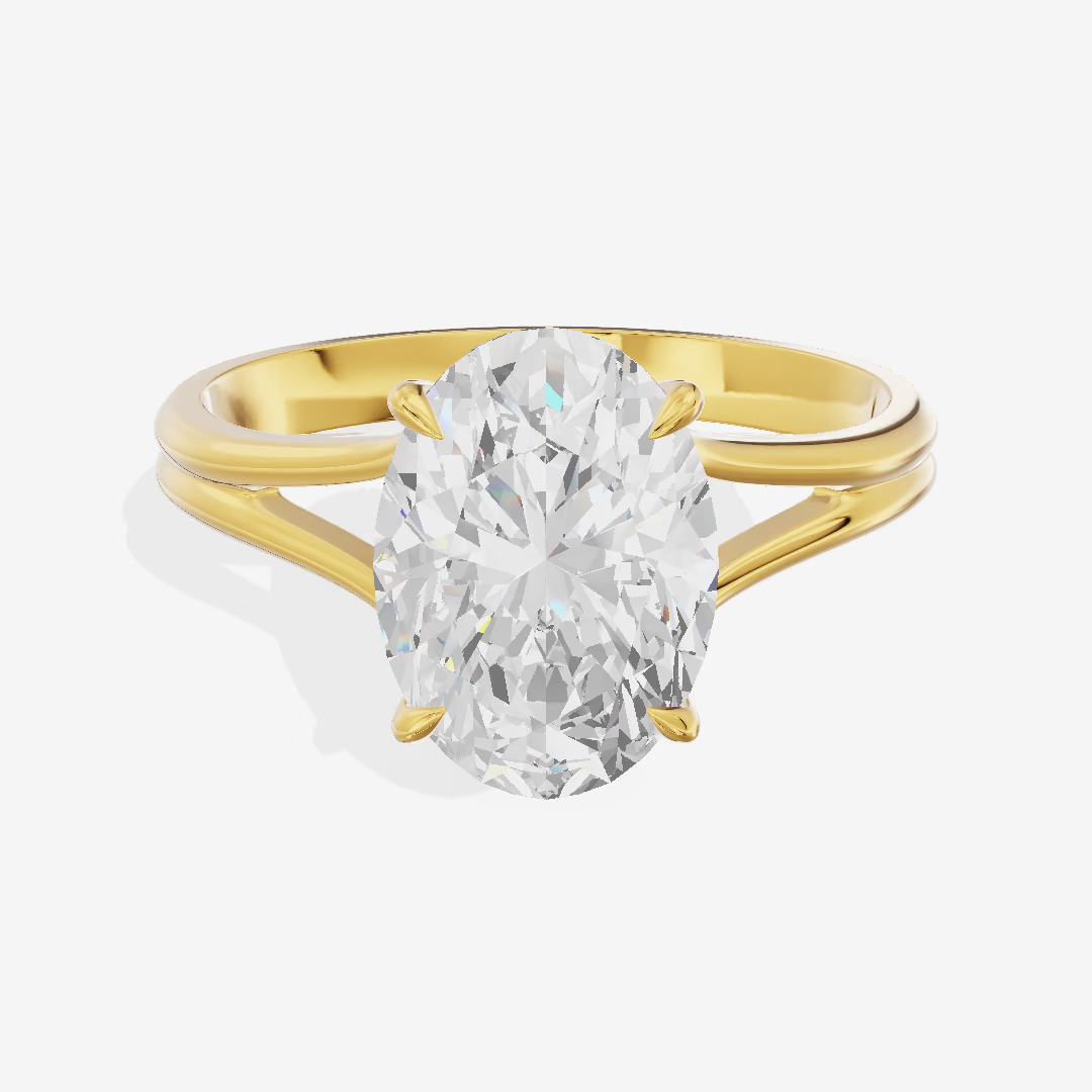 Cathedral Hidden Halo Oval Engagement Ring (3.1 ct. tw.) in 18K Yellow Gold