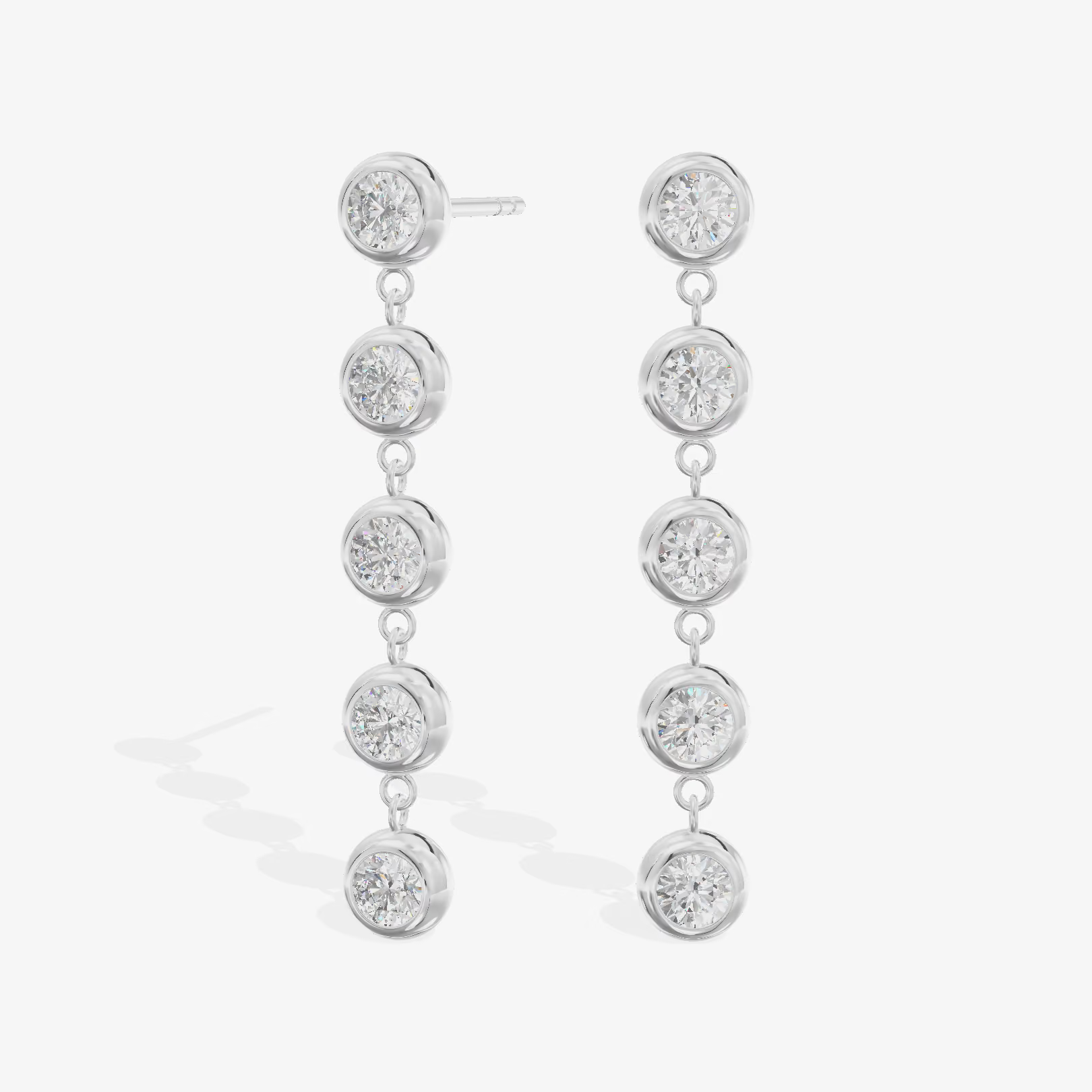 Bezel Graduated Linear Drop Earrings (1/2 ct. tw.) in 18K White Gold