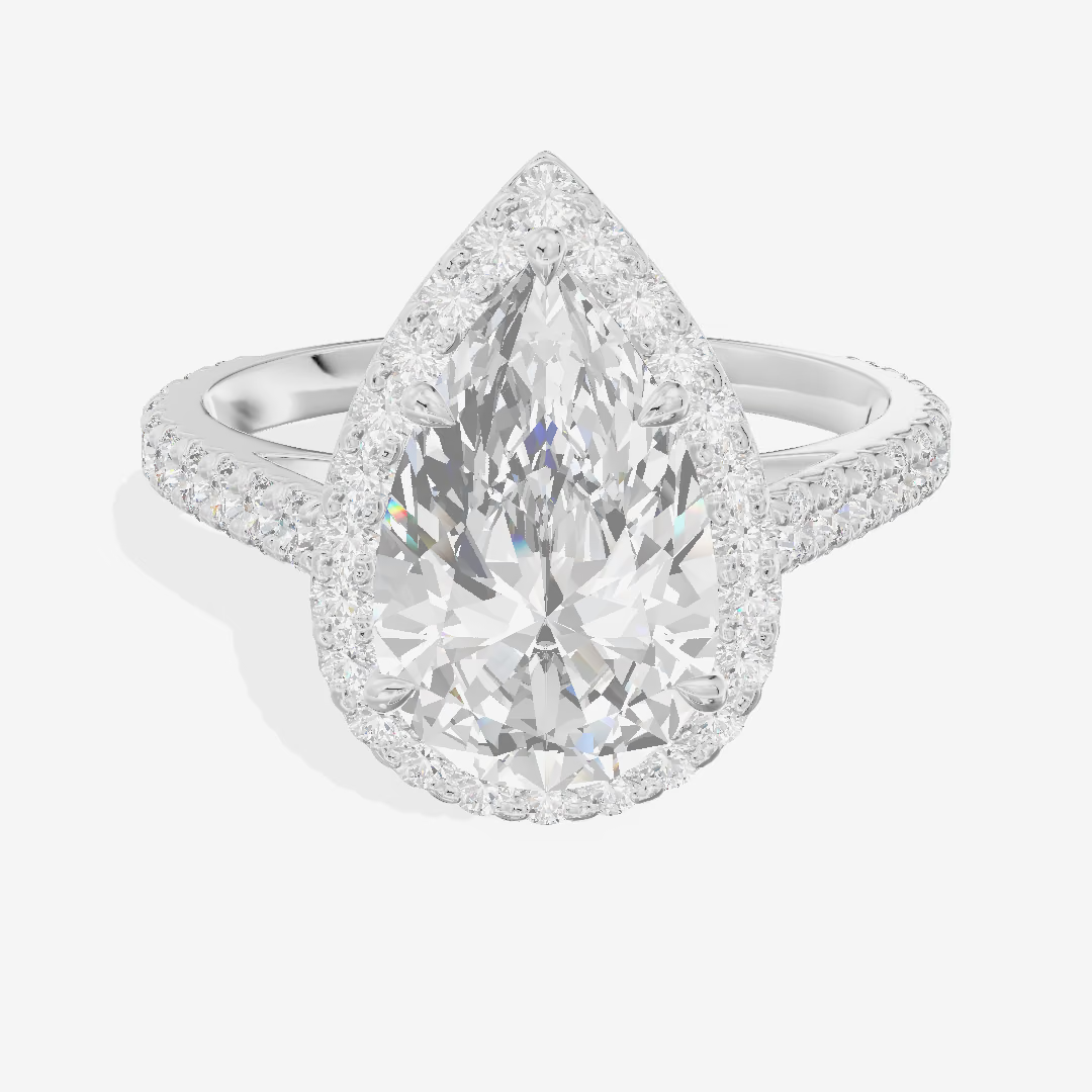 Halo Pavé Pear Engagement Ring (2.08 ct. tw.) in 18K White Gold