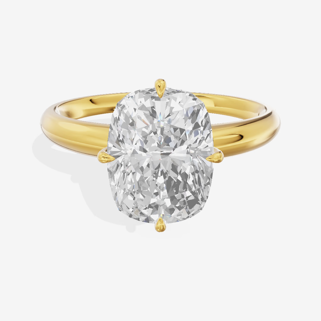 Split Shank Cushion Solitaire Engagement Ring (3.03 ct.) in 14K Yellow Gold