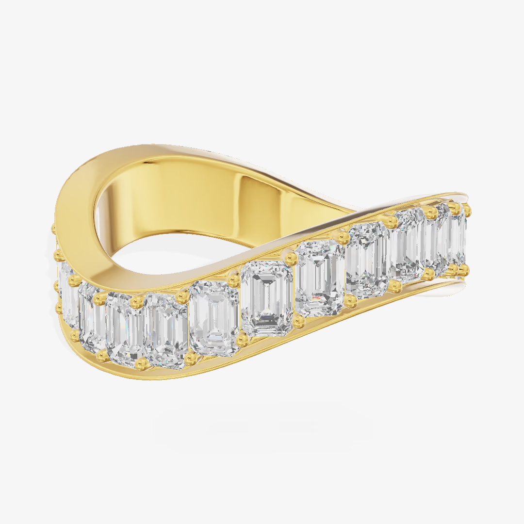 Ribbon Crossover Emerald Cut Diamond Band (1.04 ct. tw.) in 14K Yellow Gold