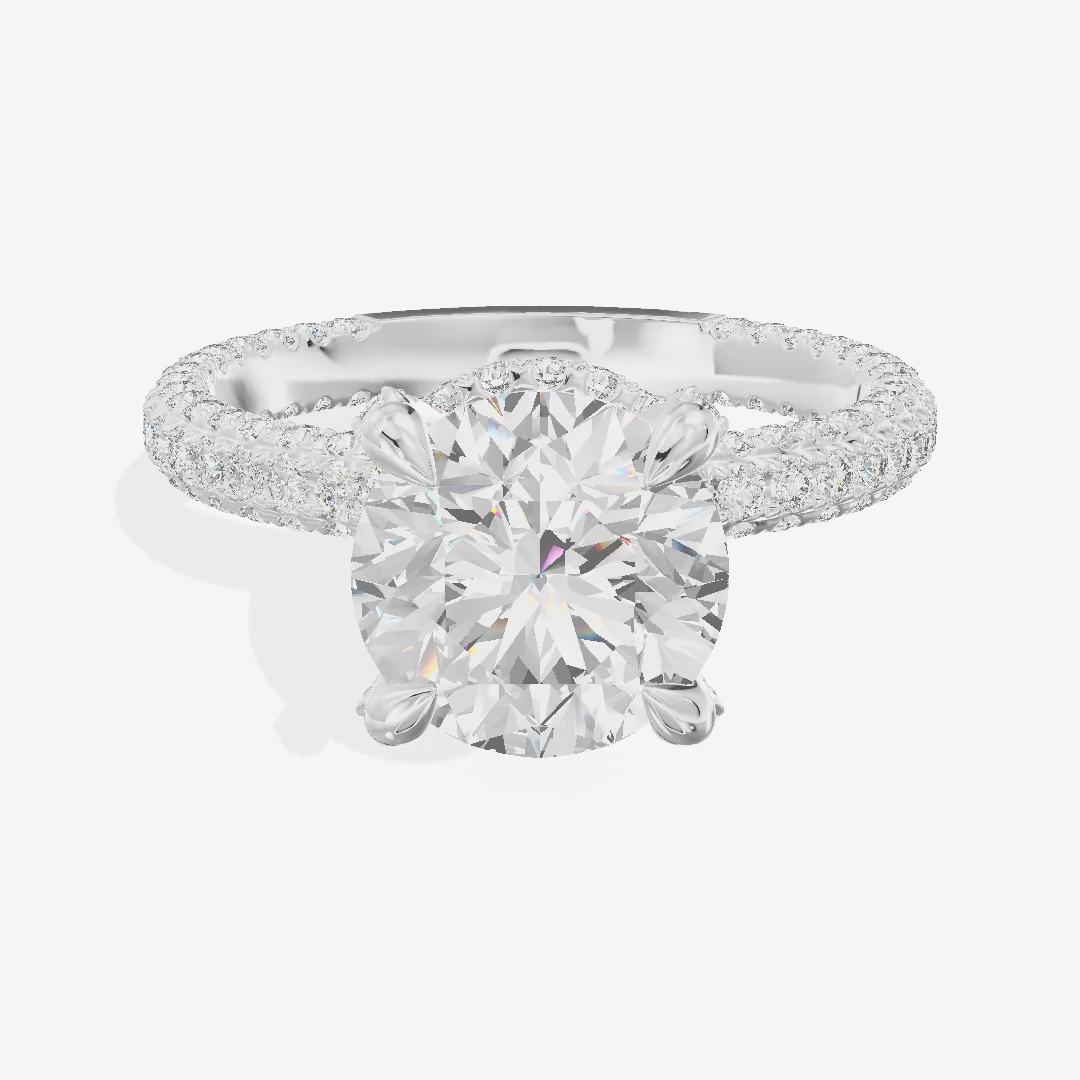 Hidden Halo Pavé Round Engagement Ring (2.02 ct. tw.) in 18K White Gold