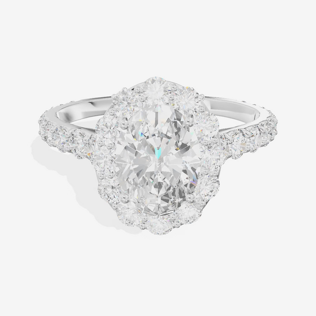 Halo Pavé Oval Engagement Ring (2.02 ct. tw.) in Platinum