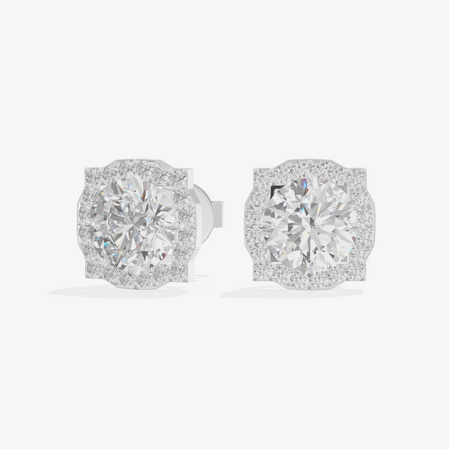 Pavé Halo Round Stud Earrings (1.23 ct. tw.) in 18K White Gold