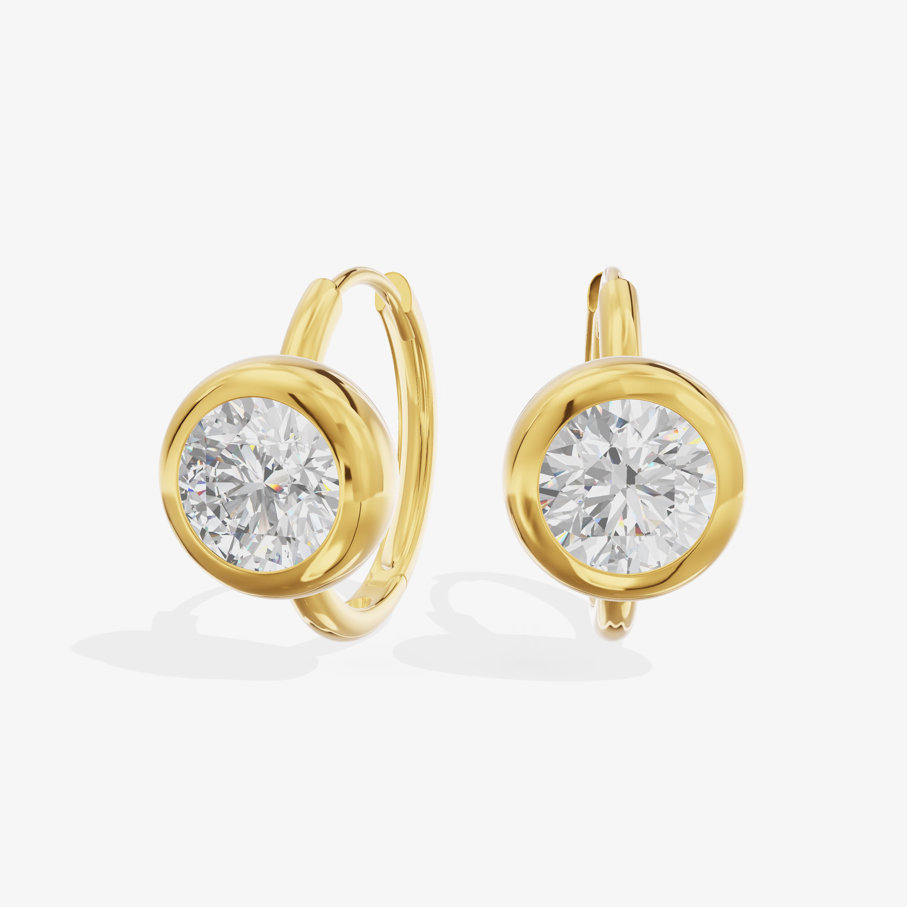 Bezel Round Huggie Hoop Earrings (1.05 ct. tw.) in 18K Yellow Gold