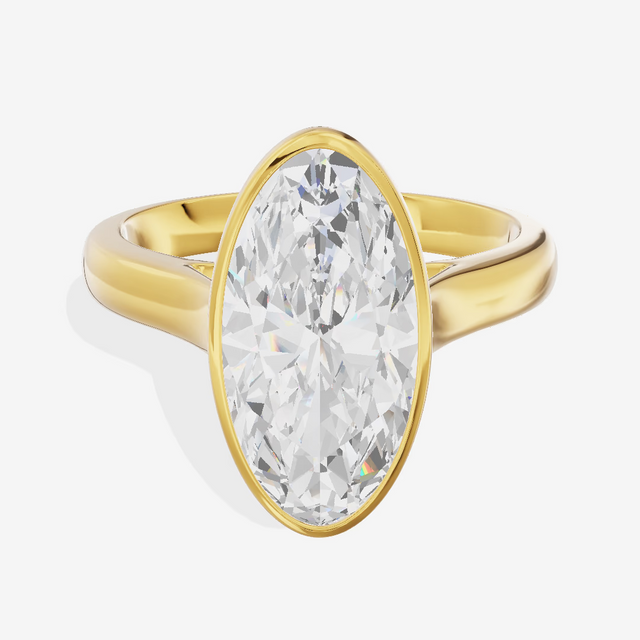 East-West Elongated Oval Solitaire Engagement Ring (3.06 ct.) in 14K Yellow Gold