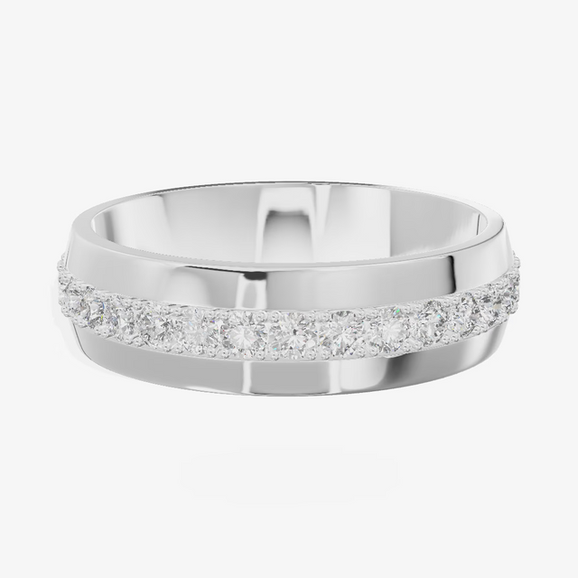 Three Row Pavé Wide Wedding Band (1.11 ct. tw.) in 18K White Gold