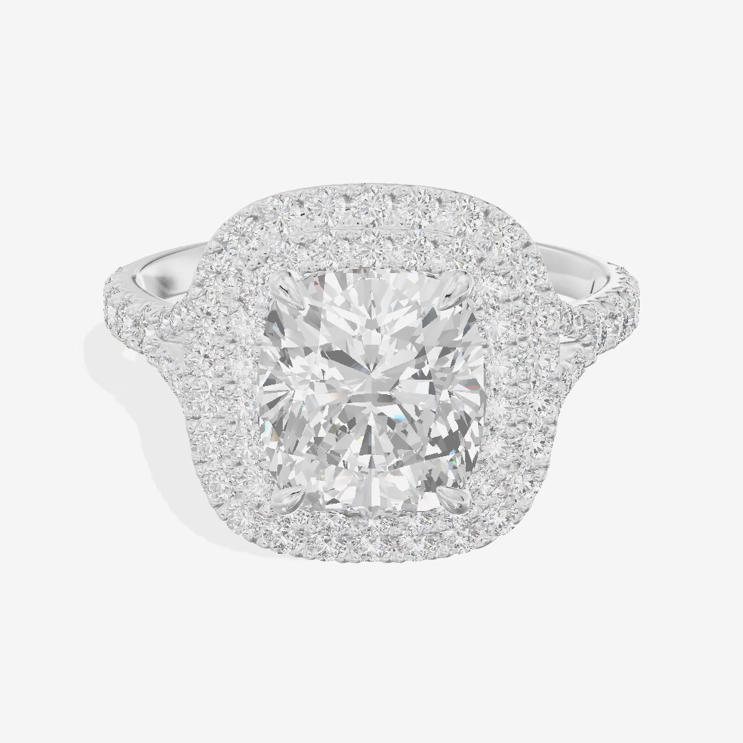 Double Halo Cushion Engagement Ring (2.2 ct. tw.) in Platinum