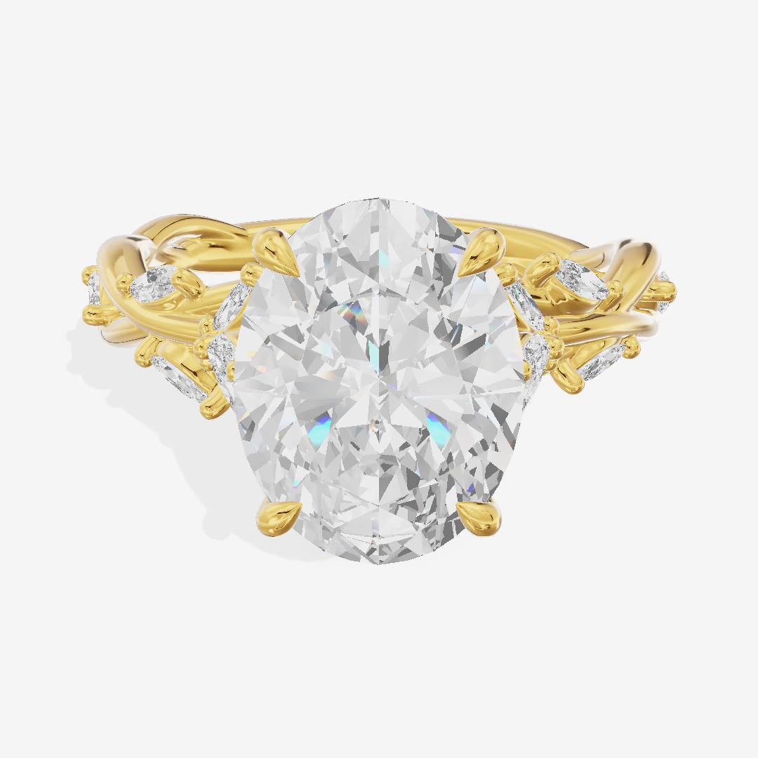 Vine Marquise Oval Engagement Ring (3 ct. tw.) in 14K Yellow Gold