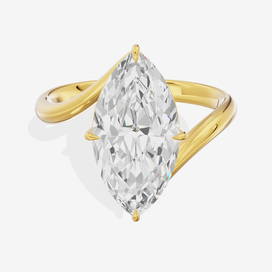 East-West Marquise Sculptural Engagement Ring (5 ct.) in 14K Yellow Gold