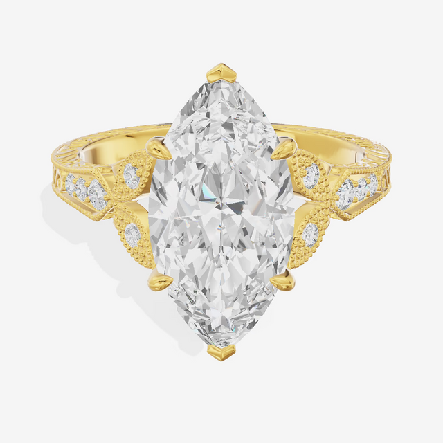 Vintage Milgrain Round Engagement Ring (3 ct. tw.) in 14K Yellow Gold
