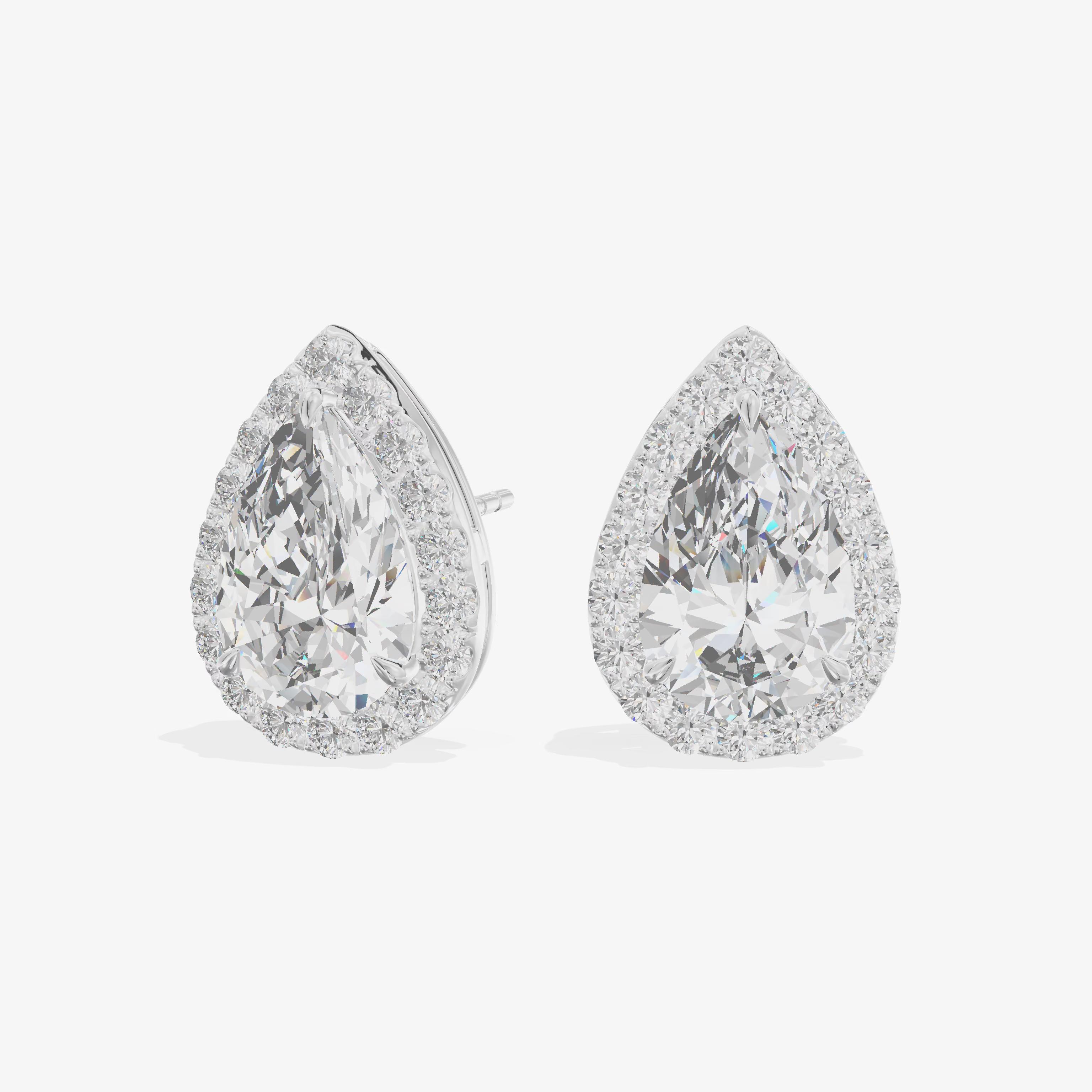 Pavé Halo Pear Stud Earrings (1.06 ct. tw.) in 18K White Gold