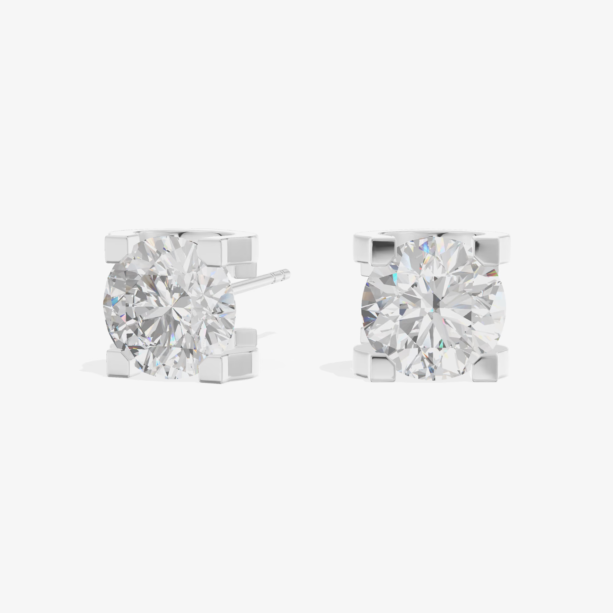 Basket Round Stud Earrings (1.08 ct. tw.) in 18K White Gold