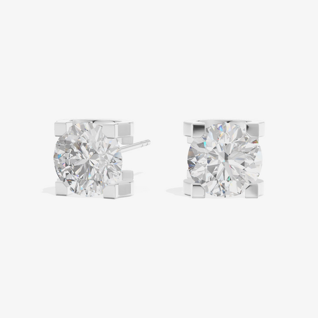 Basket Round Stud Earrings (1.08 ct. tw.) in 18K White Gold