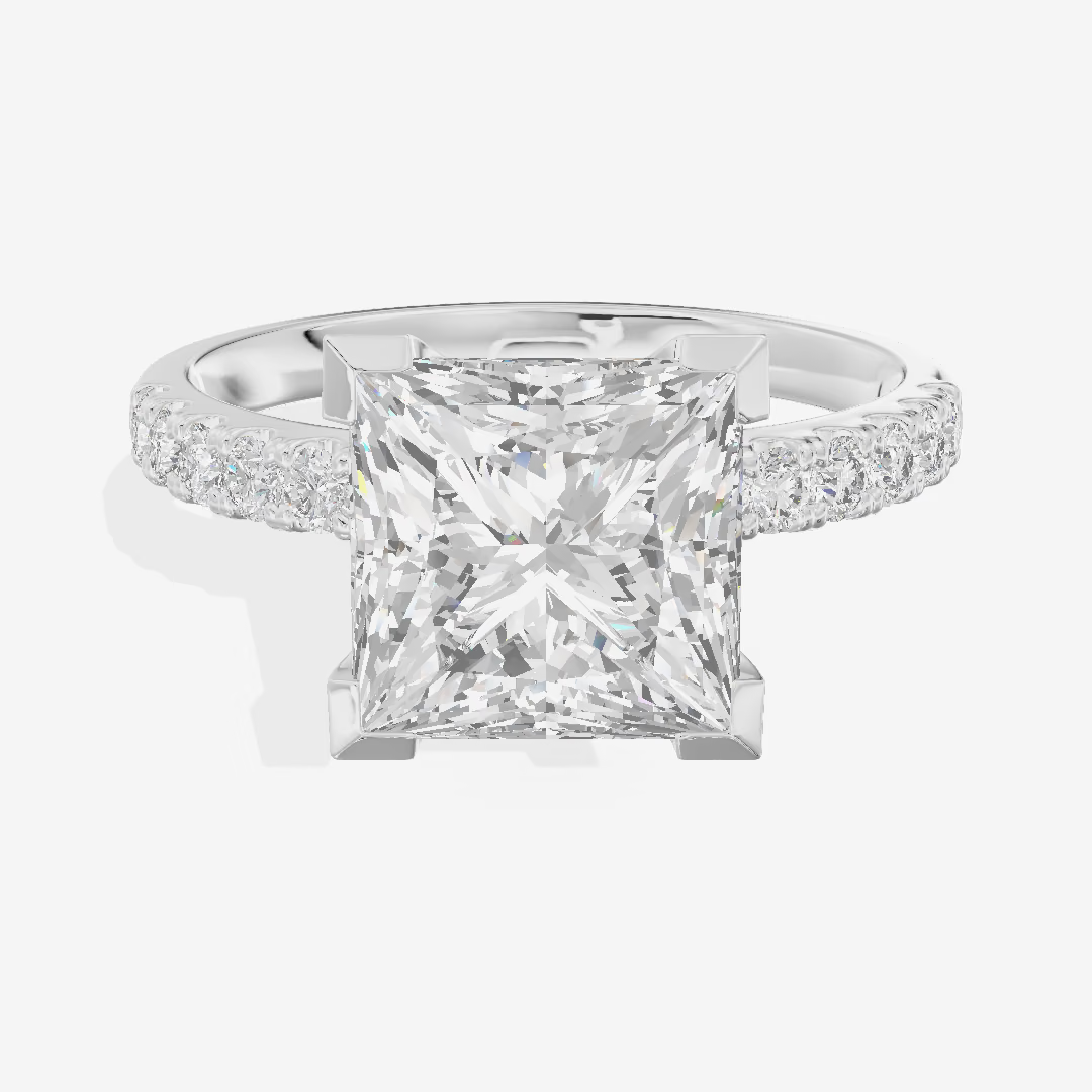 Solitaire Pavé Princess Engagement Ring (2.06 ct. tw.) in Platinum