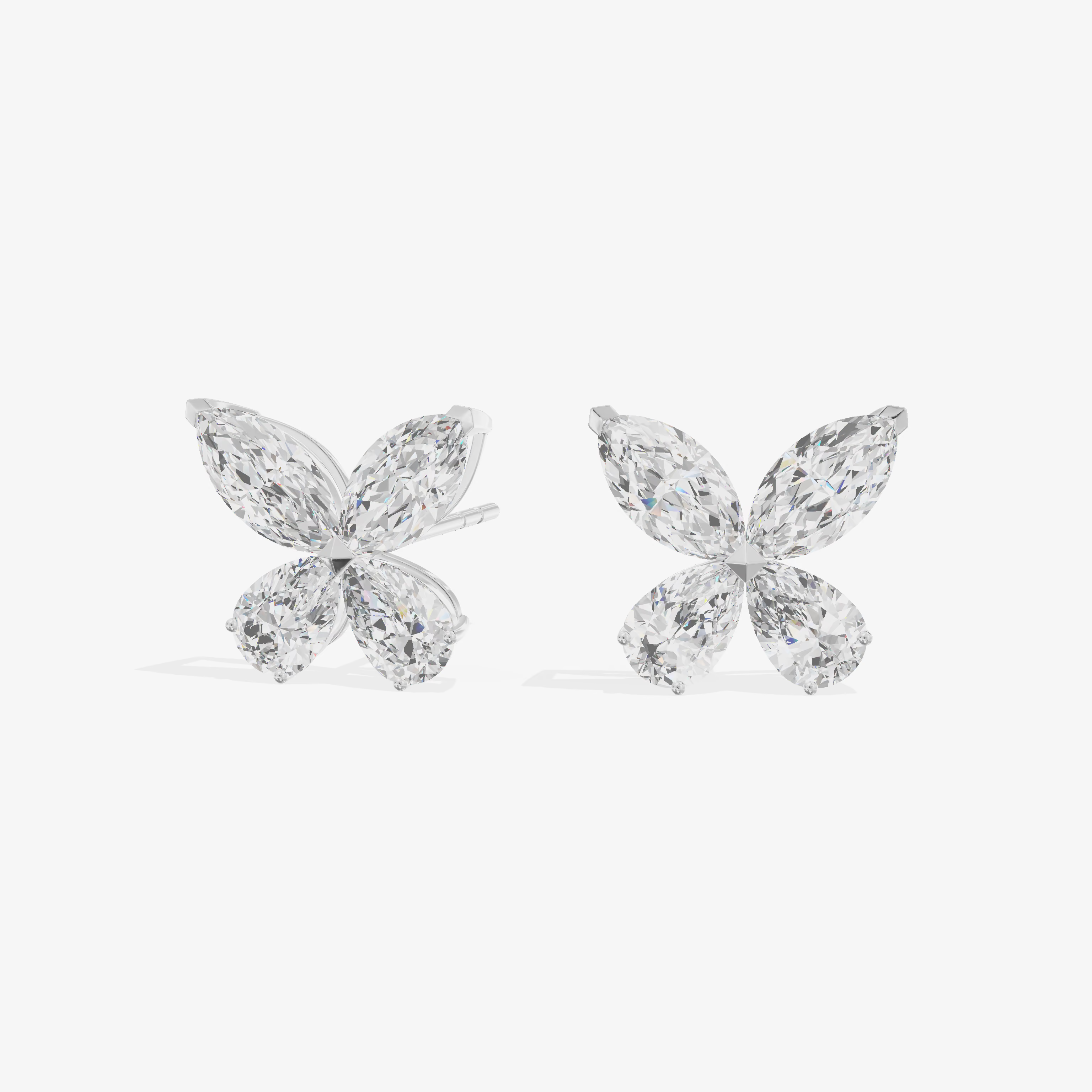Butterfly Cluster Stud Earrings (1/2 ct. tw.) in 18K White Gold