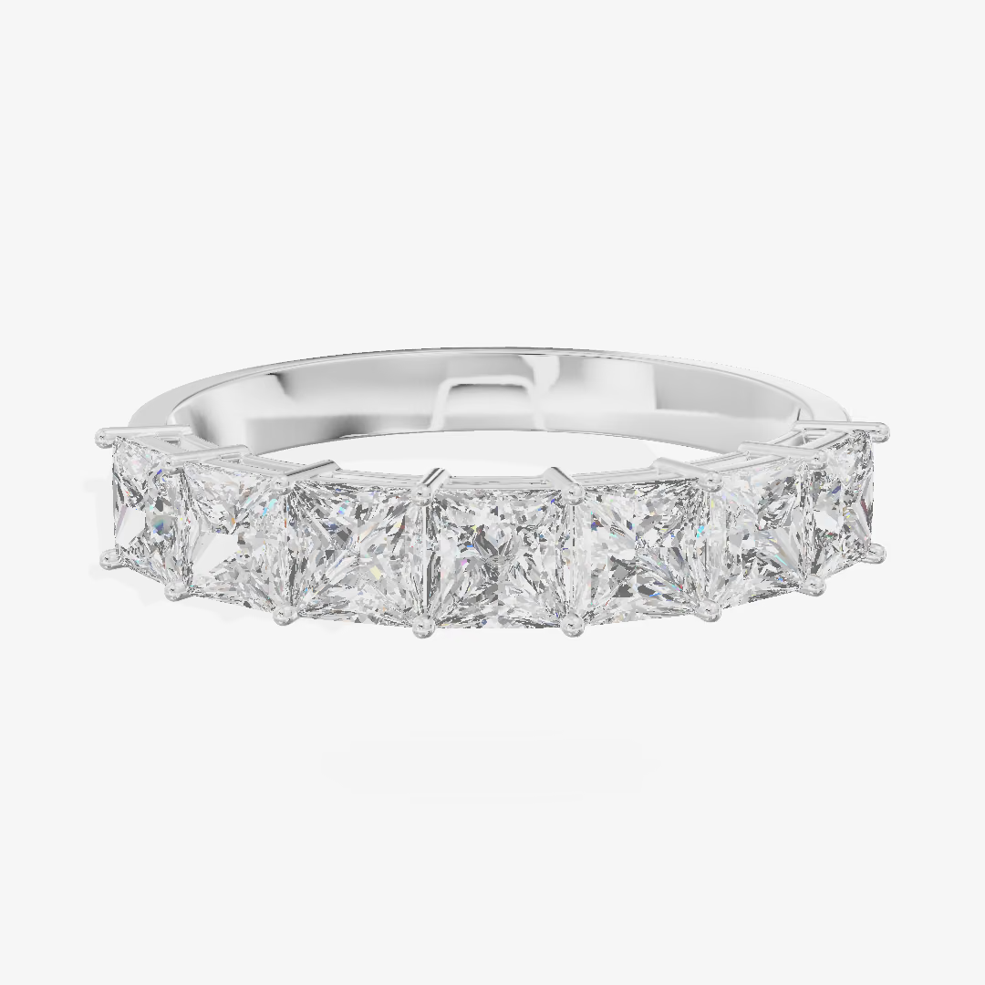 Bar Set Princess Half Eternity Diamond Band (1.15 ct. tw.) in 18K White Gold