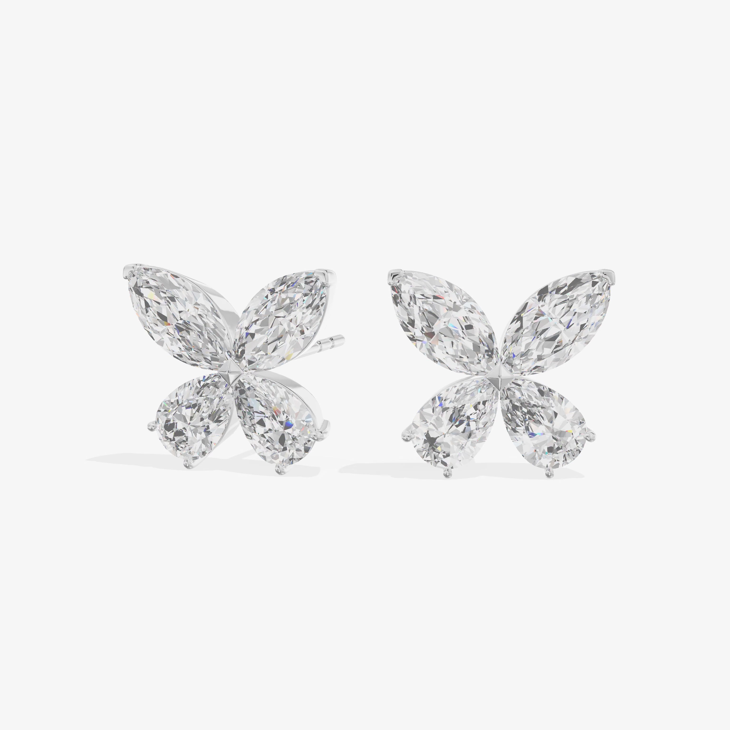 Butterfly Cluster Stud Earrings (1.58 ct. tw.) in 18K White Gold