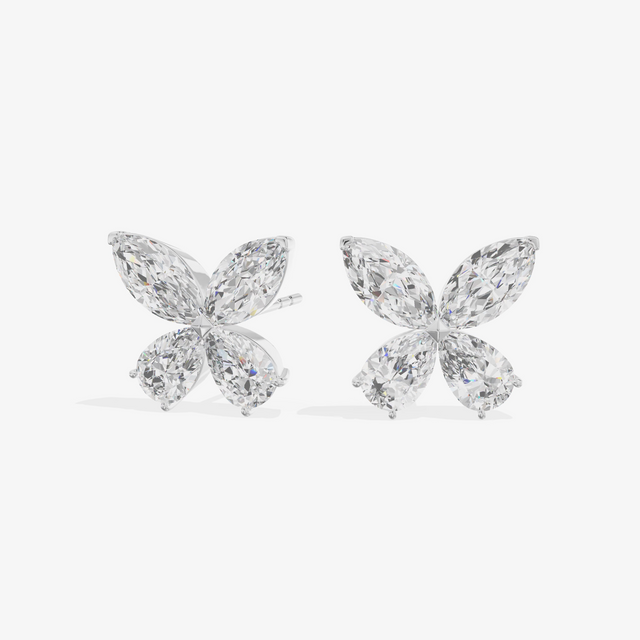 Butterfly Cluster Stud Earrings (1.58 ct. tw.) in 18K White Gold
