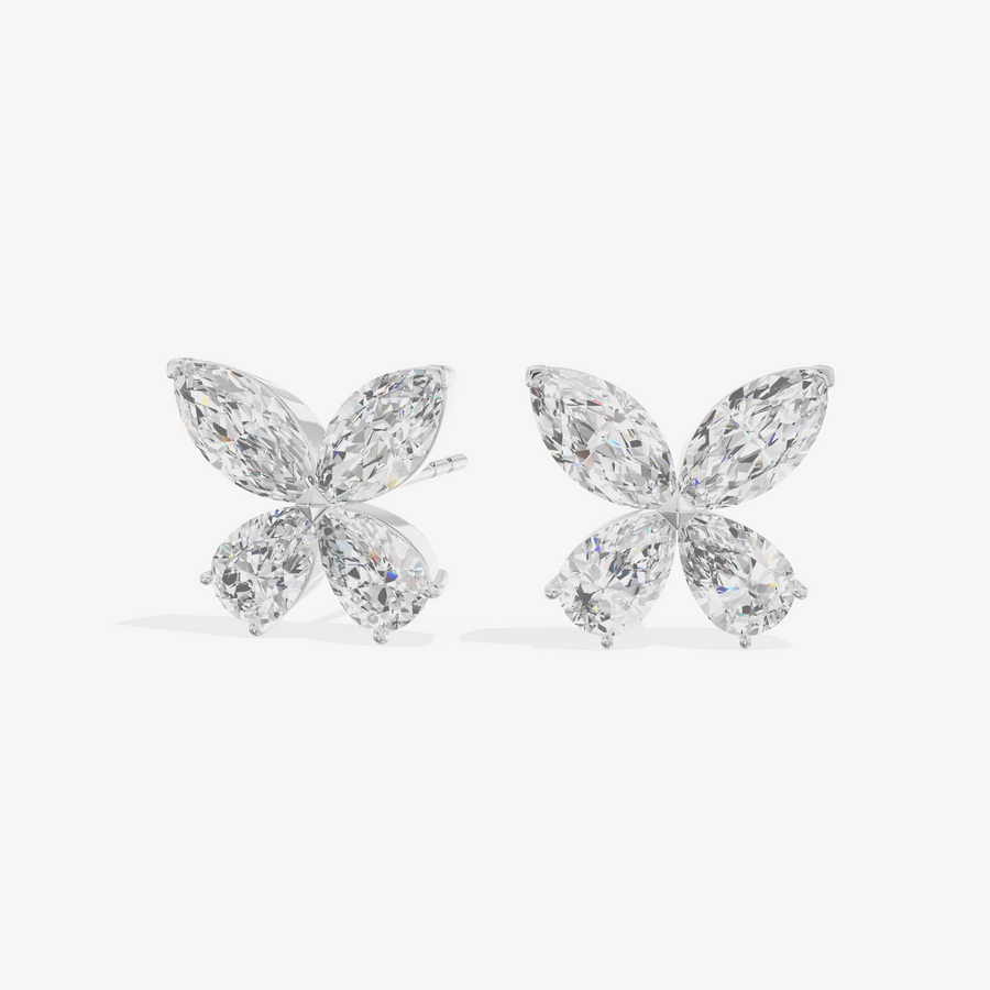 Butterfly Cluster Stud Earrings (1.58 ct. tw.) in 18K White Gold
