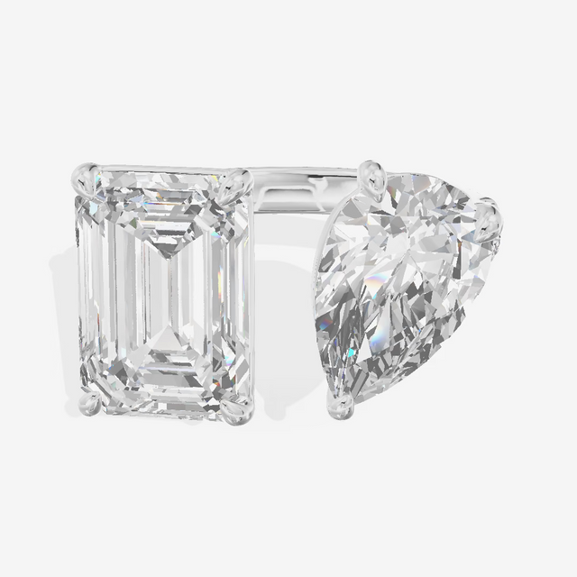 Toi et Moi Emerald and Pear Engagement Ring (3.05 ct. tw.) in 18K White Gold