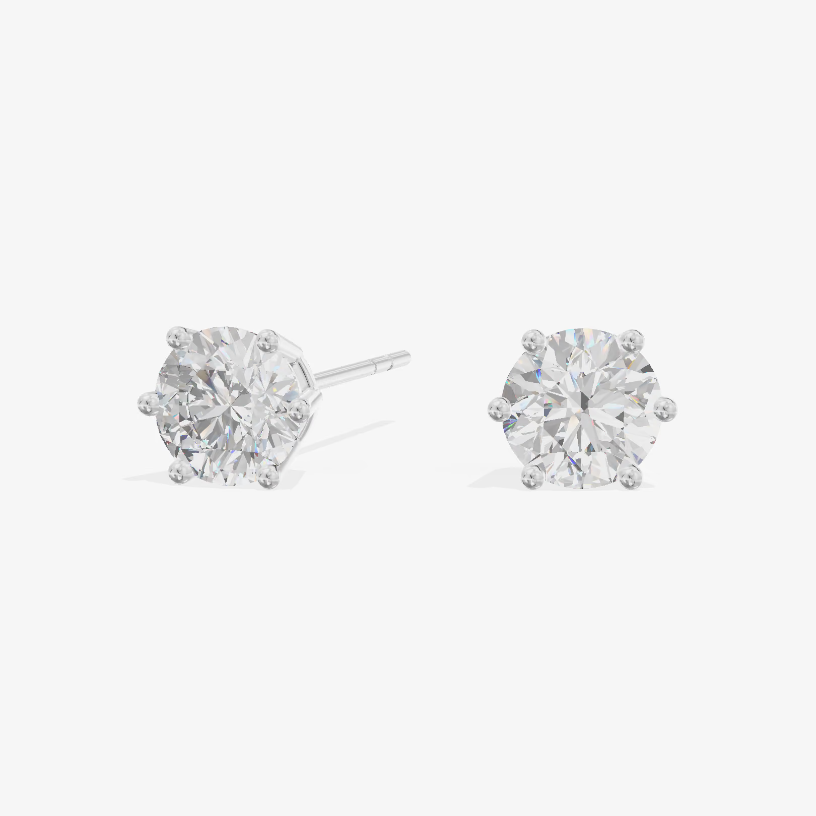 Six-Prong Round Stud Earrings (2/3 ct. tw.) in 18K White Gold