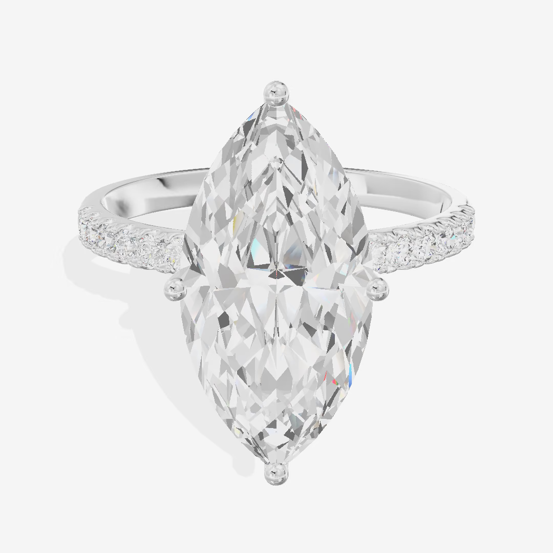 Hidden Halo Pavé Marquise Engagement Ring (3.35 ct. tw.) in 18K White Gold