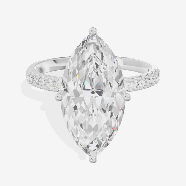 Hidden Halo Pavé Marquise Engagement Ring (3.35 ct. tw.) in 18K White Gold