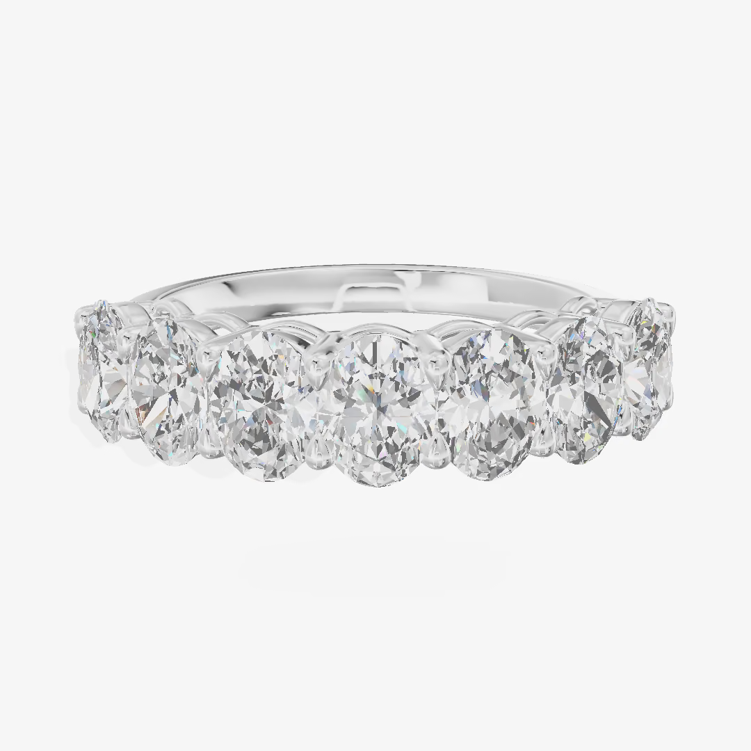 Shared Prong Half Eternity Oval Diamond Band (1.46 ct. tw.) in 18K White Gold