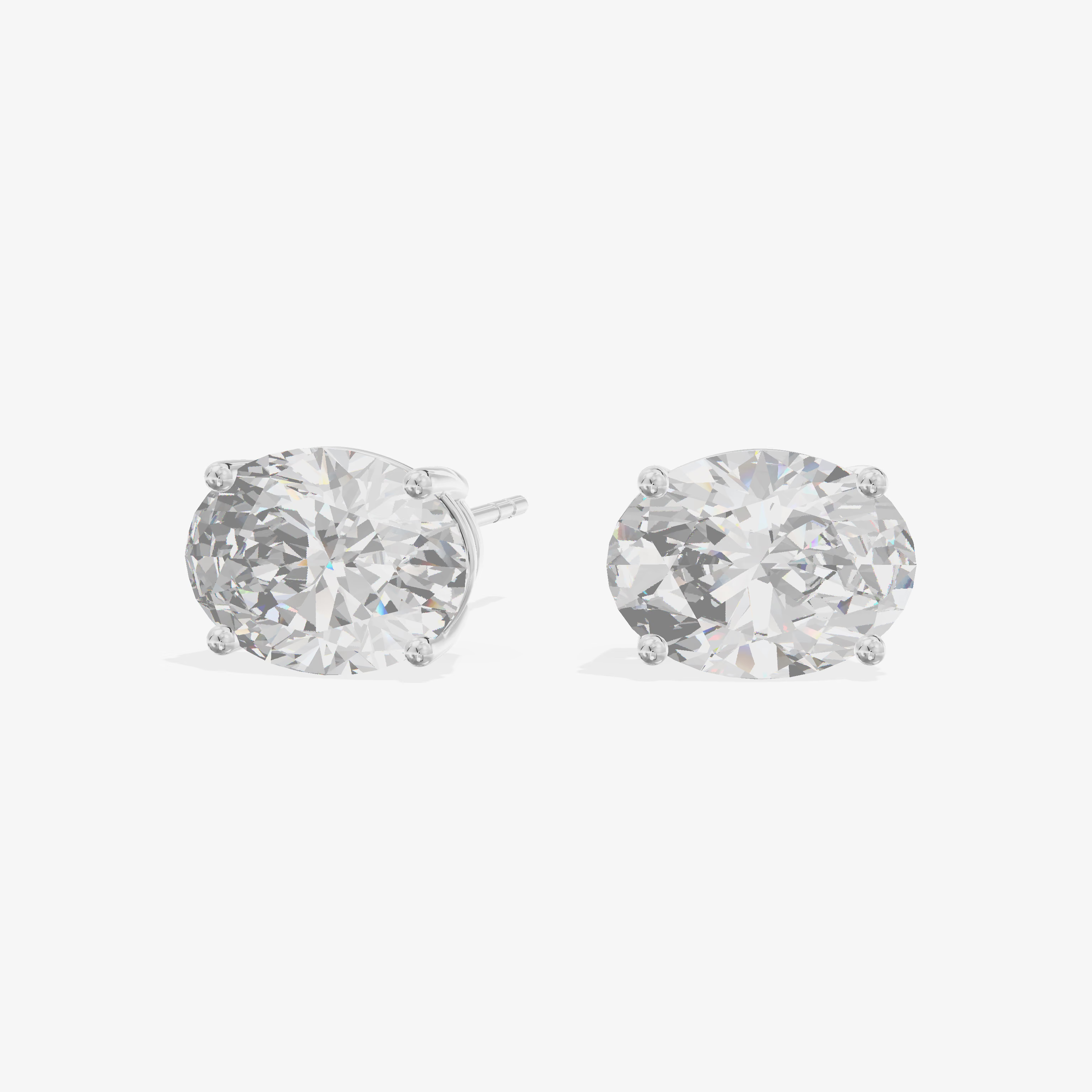 Oval Solitaire Stud Earrings (1.09 ct. tw.) in 18K White Gold