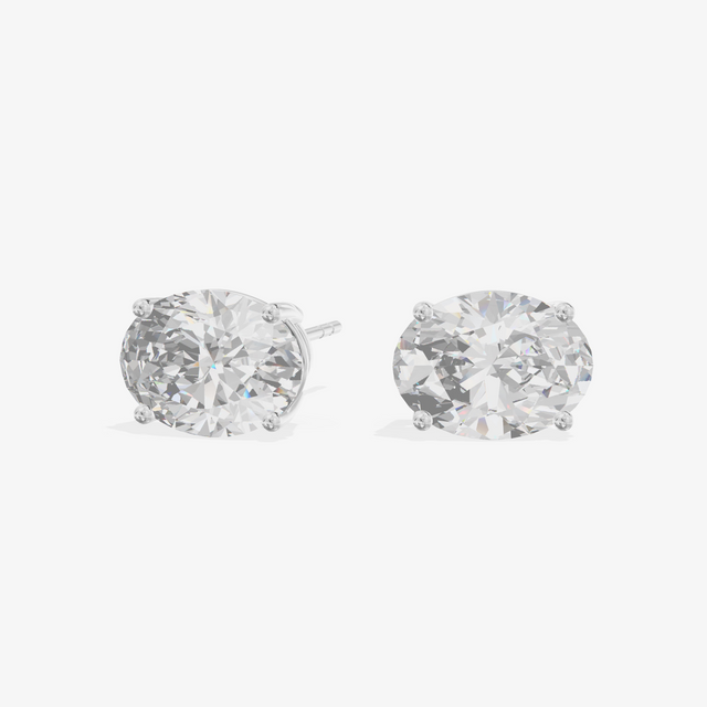 Oval Solitaire Stud Earrings (1.09 ct. tw.) in 18K White Gold