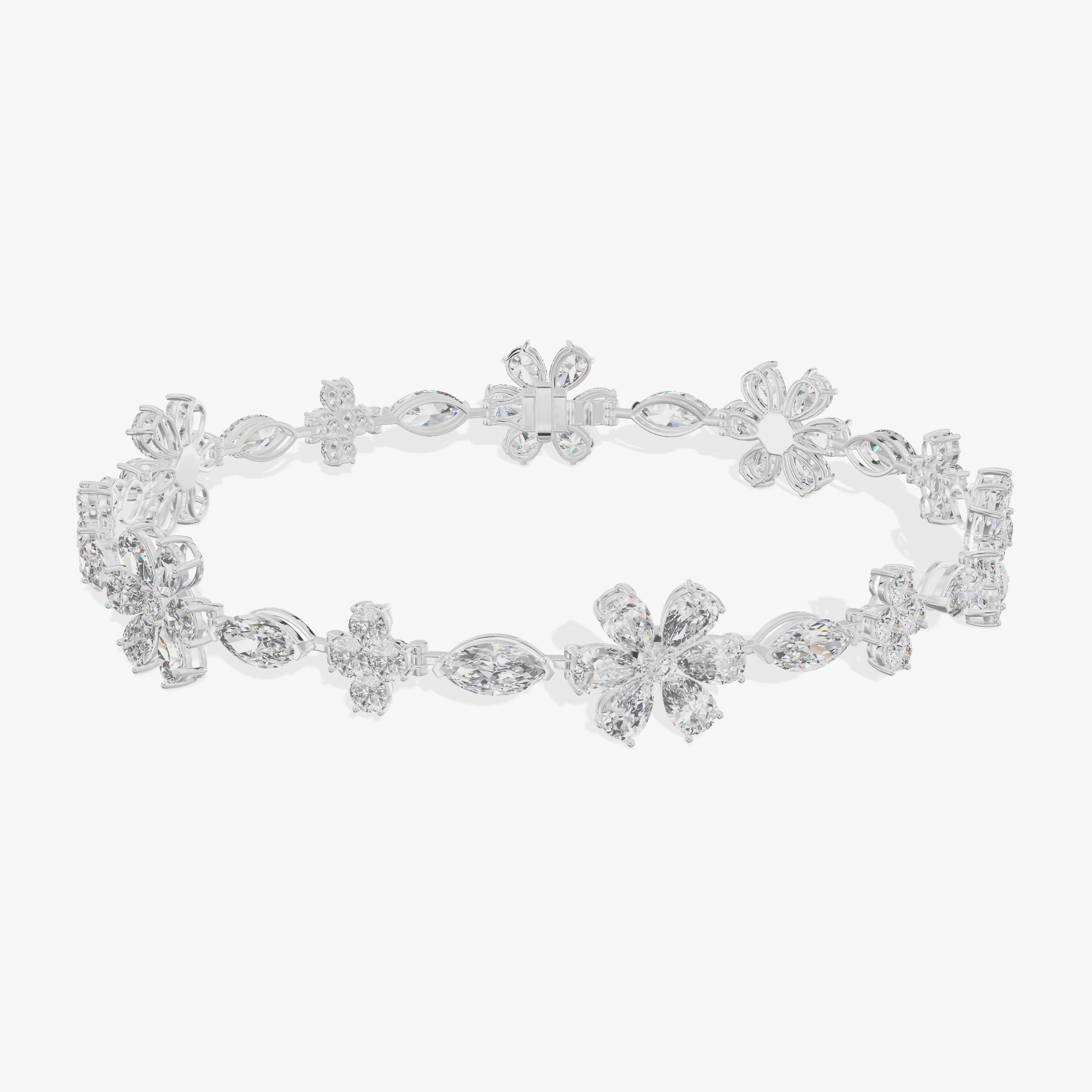 Marquise Petal Flower Station Bracelet (6.83 ct. tw.) in 18K White Gold