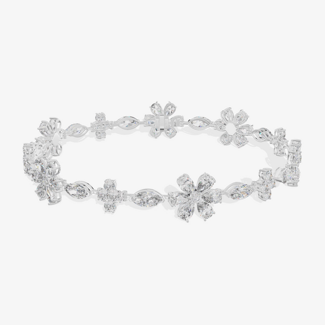 Marquise Petal Flower Station Bracelet (6.83 ct. tw.) in 18K White Gold