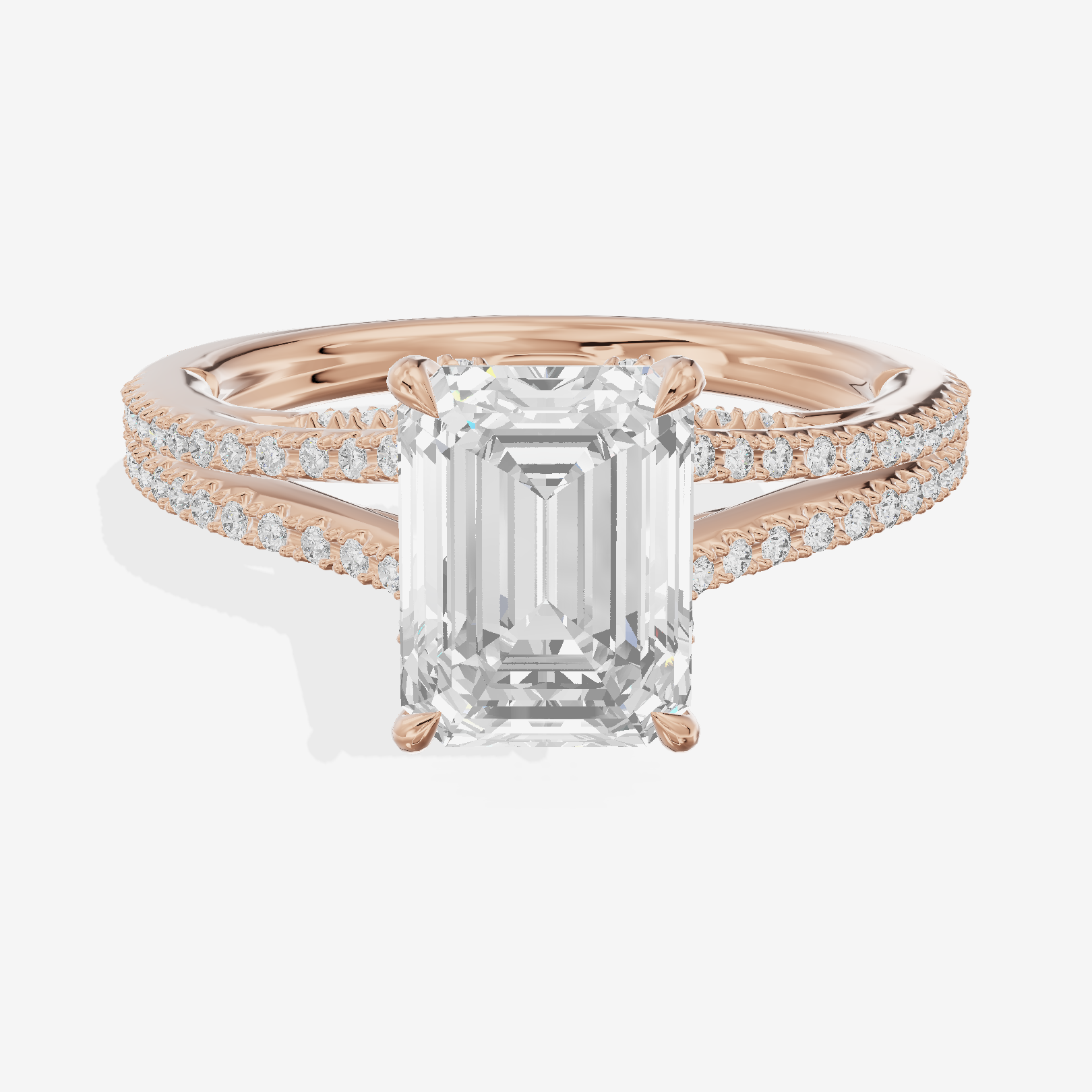 Aimora Cathedral 2mm Emerald Solitaire Engagement Ring (1/3 ct. tw.) in 14K Rose Gold