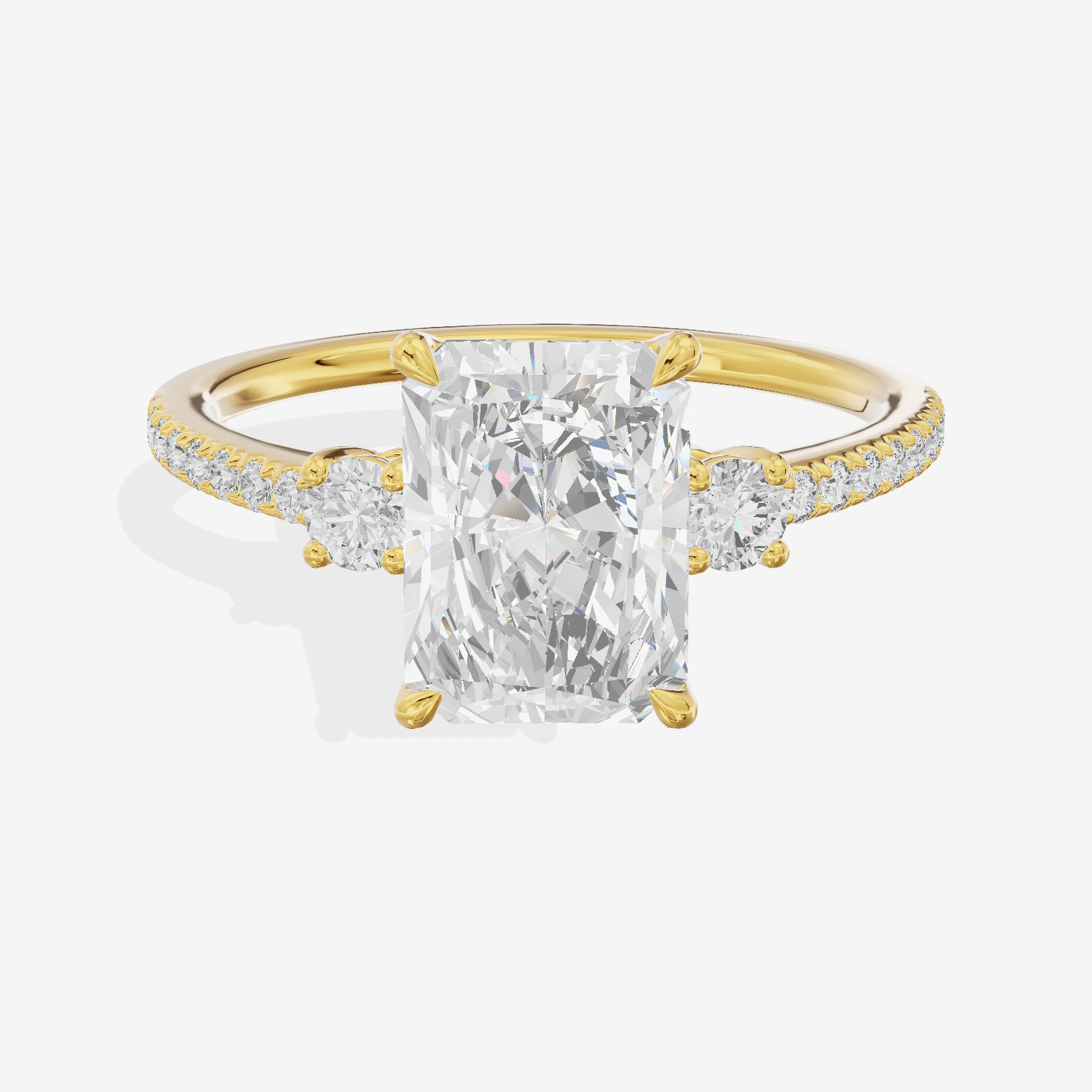 Mirth Three Stone Radiant Engagement Ring (1/4 ct. tw.) in 18K Yellow Gold