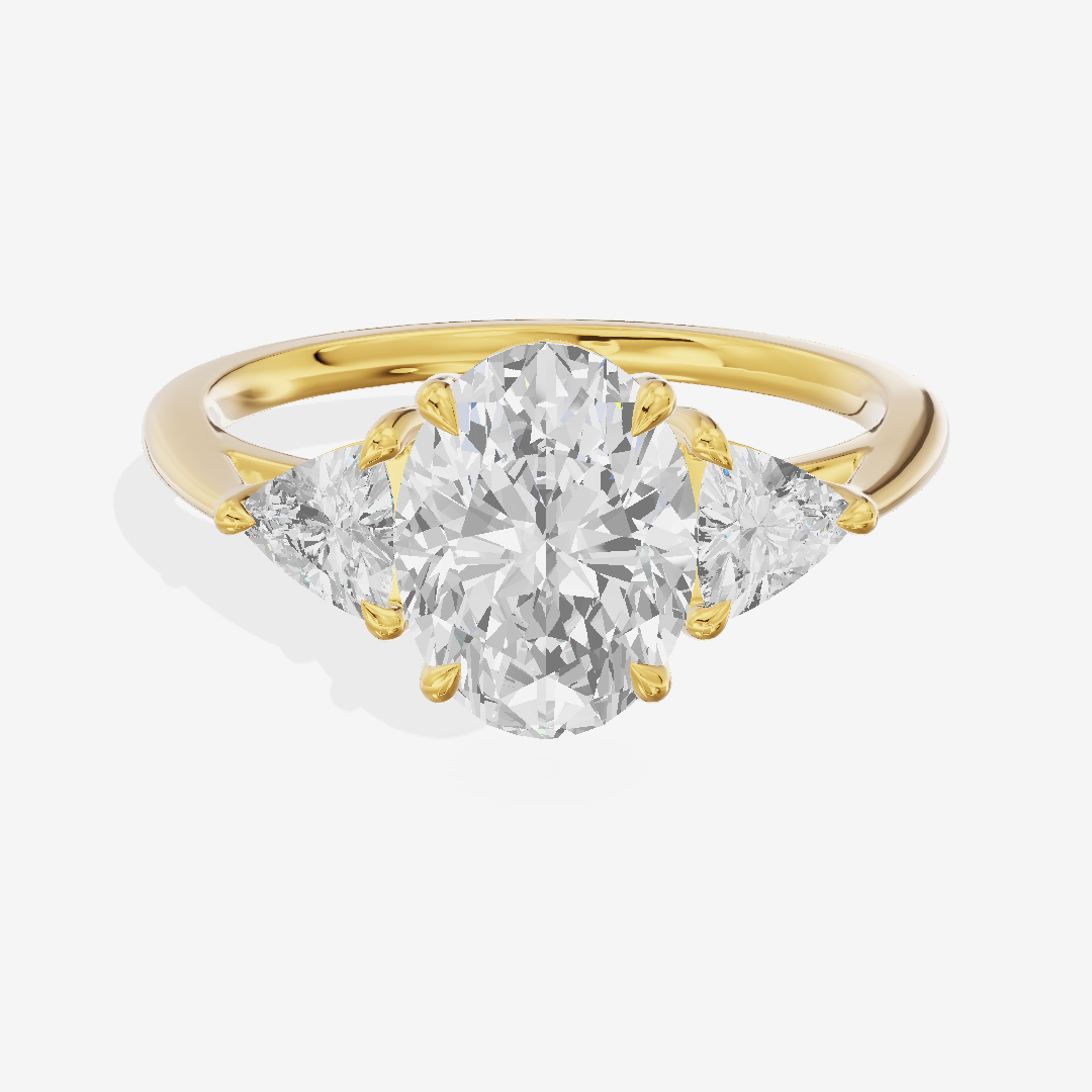 Luxe Coeurine Three Stone Oval Engagement Ring (1/2 ct. tw.) in 14K Yellow Gold