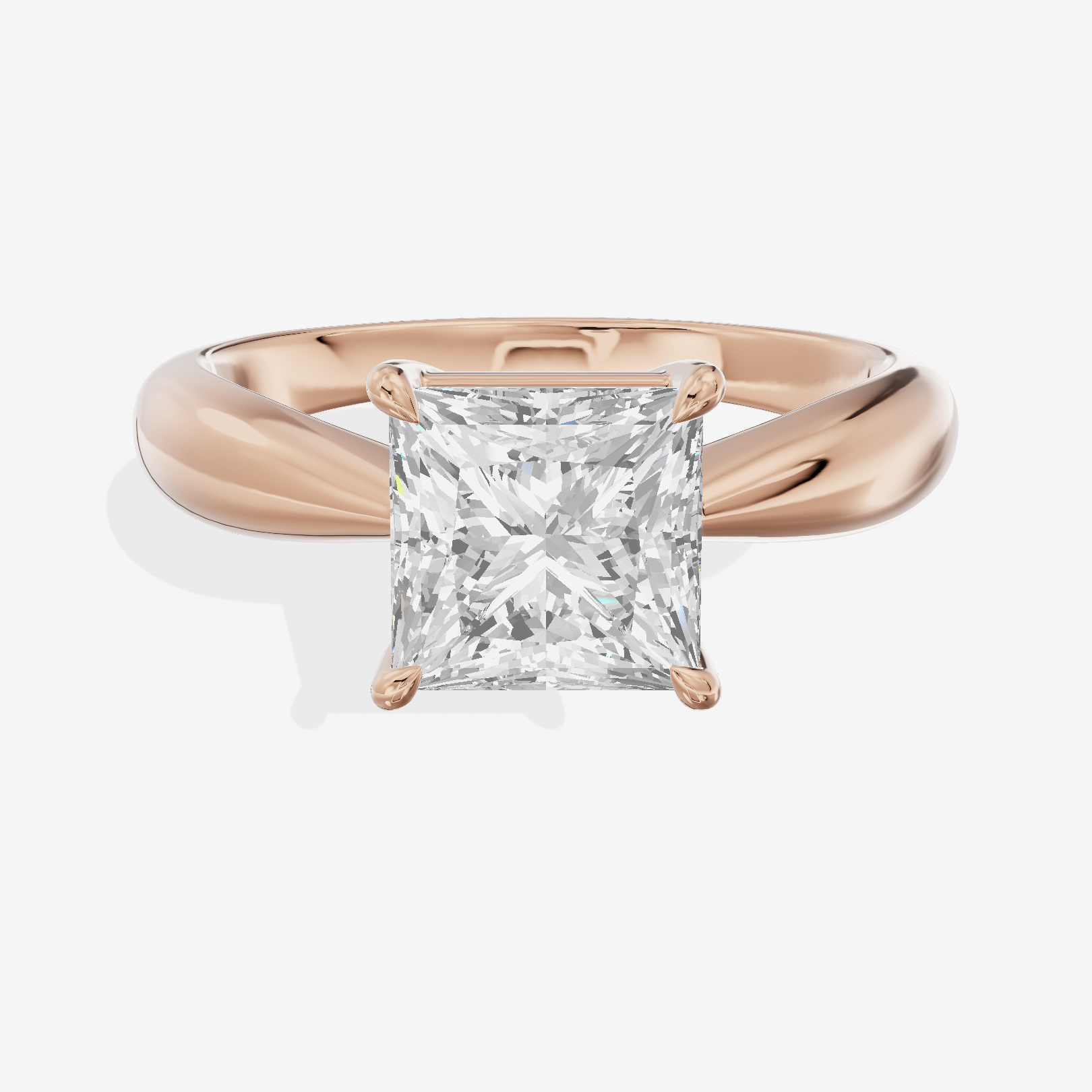 Aimora Trellis 2mm Princess Solitaire Engagement Ring in 14K Rose Gold