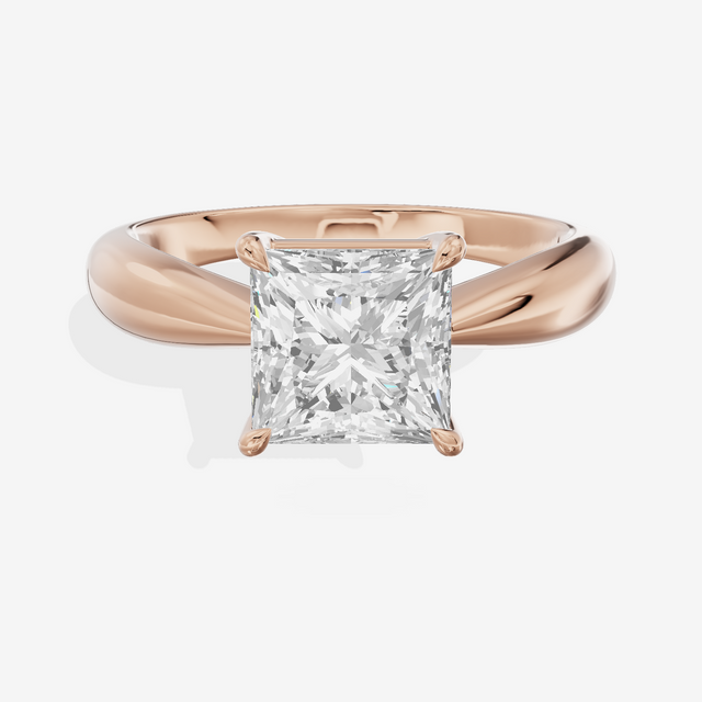Aimora Trellis 2mm Princess Solitaire Engagement Ring in 14K Rose Gold